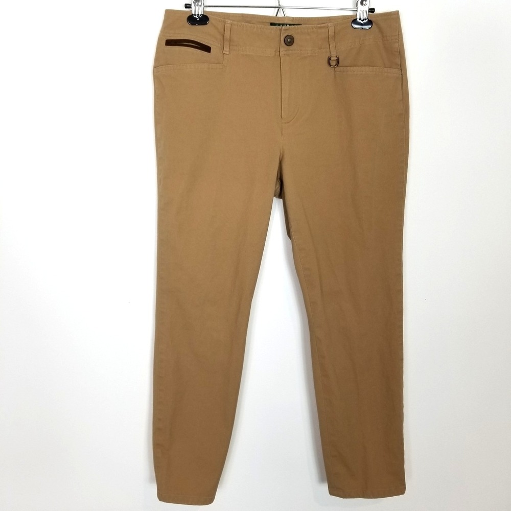 Lauren Ralph Lauren Equestrian Style Ankle Pants 12P Khaki Cotton Blend Preppy